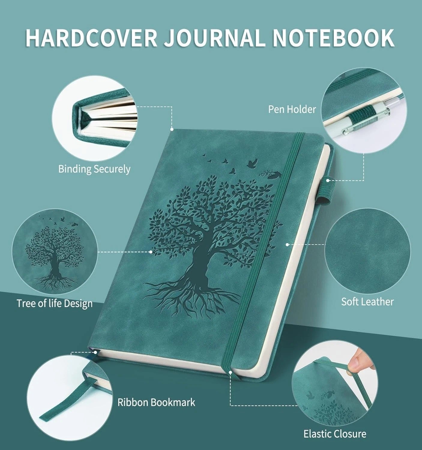 A5 Notizbuch Hardcover – Liniertes Journal für Damen & Herren